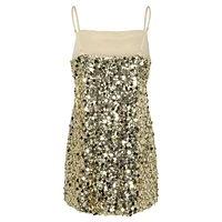 Disco Metallic Disc & Sequin Slip Dress