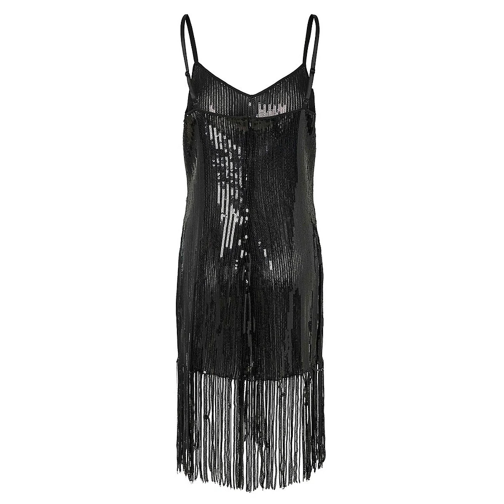 Fringed Sequin Slip Dress