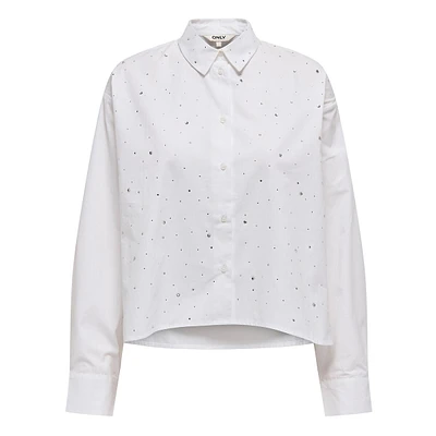 Siv Allover Rhinestones Button-Down Shirt