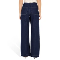 Sailor-Button Wide-Leg Jeans