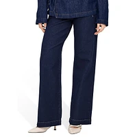 Sailor-Button Wide-Leg Jeans