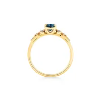 Ring With Blue Topaz And 0.12 Carat Tw Of Diamonds In 10kt Yellow Gold