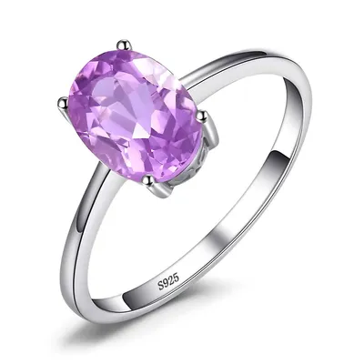1.16 Ct Oval Purple Amethyst Ring 0.925 White Sterling Silver