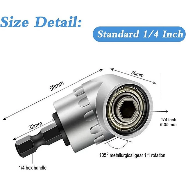 EZONEDEAL Right Angle Drill Drive Adaptor Or Hex Shank Screwdriver