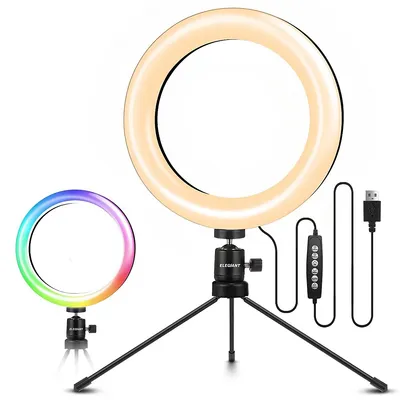 8" Led Ring Light With Aluminum Alloy Shell And Tripod, 3 Modes With 11-level Brightness Color Temp 2700k-5500k For Live Stream - Egl-03-toytexx