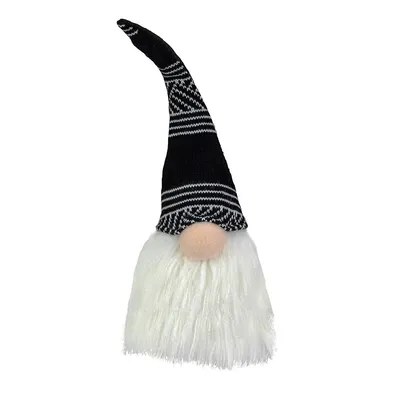 12-inch Black And White Plush Sitting Christmas Gnome Tabletop Decoration