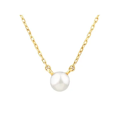 Necklace With Cultured Freshwater Pearl In 10kt Yellow Gold