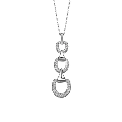 Sterling Silver Stone Horsebit Long Link Necklace