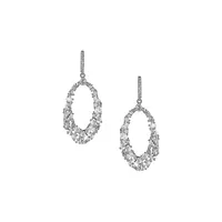 Boucles d'oreilles ovales en argent sterling serties de pierres éclatantes