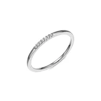 Rhodium-Plated Sterling Silver & Cubic Zirconia Slim Stackable Ring