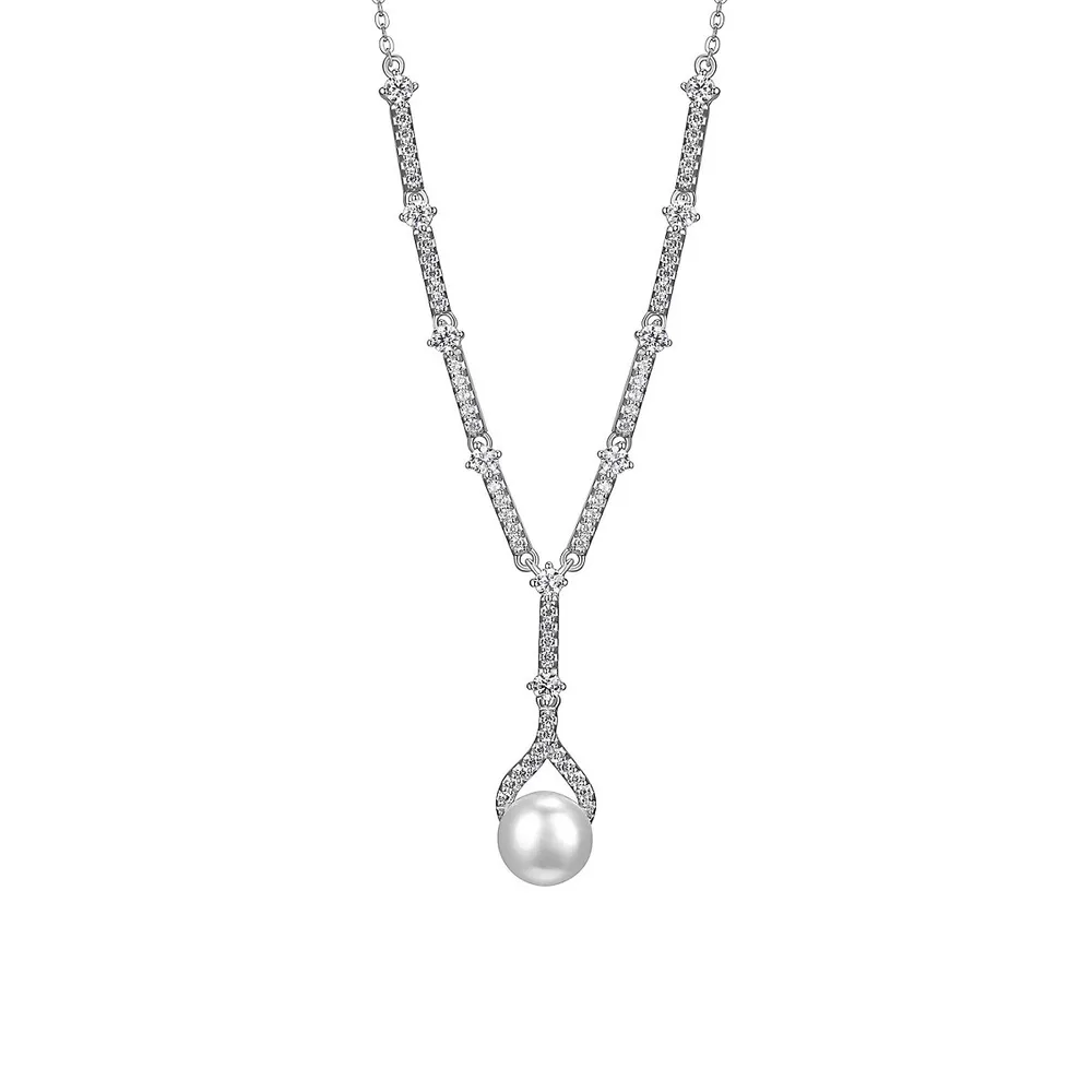 Sterling Silver, Stone & Freshwater Pearl Pendant Necklace