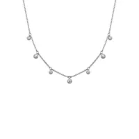 Rhodium-Plated Sterling Silver & Cubic Zirconia Milgrain Station Necklace