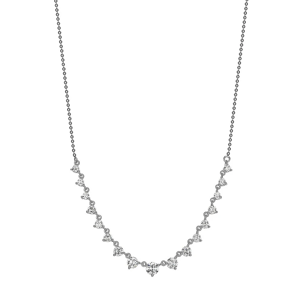 Sterling Silver & Fine Cubic Zirconia Graduated Necklace