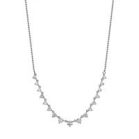 Sterling Silver & Fine Cubic Zirconia Graduated Necklace