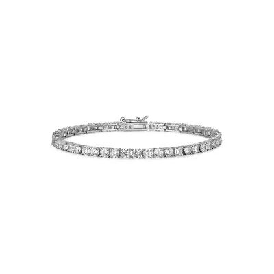 Sterling Silver & 3MM Fine Cubic Zirconia Tennis Bracelet