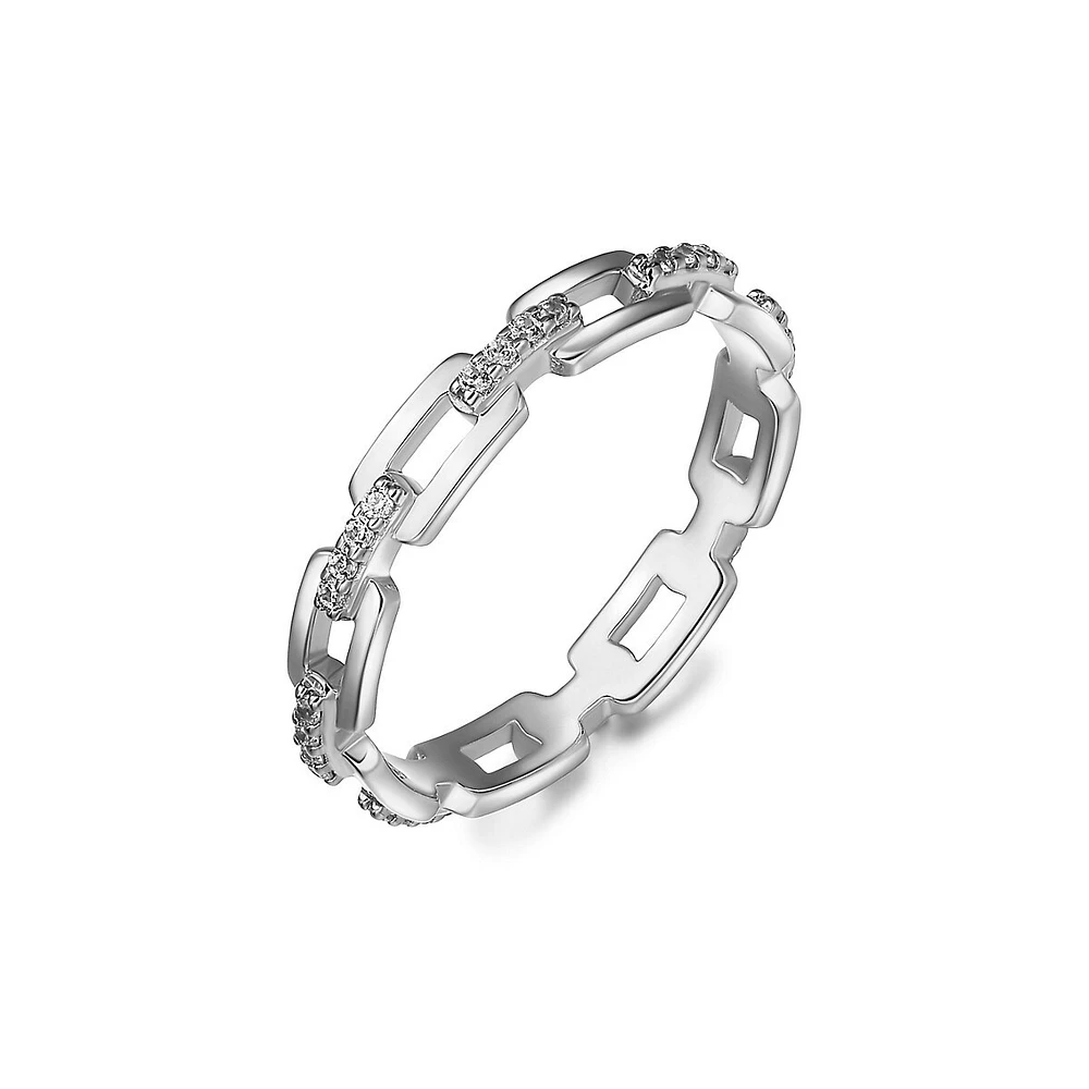 Sterling Silver & Cubic Zirconia Paperclip-Link Ring