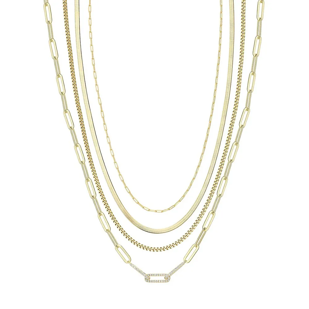 18K Goldplated Sterling Silver 3.5MM Flat Snake Chain Necklace - 16-Inch