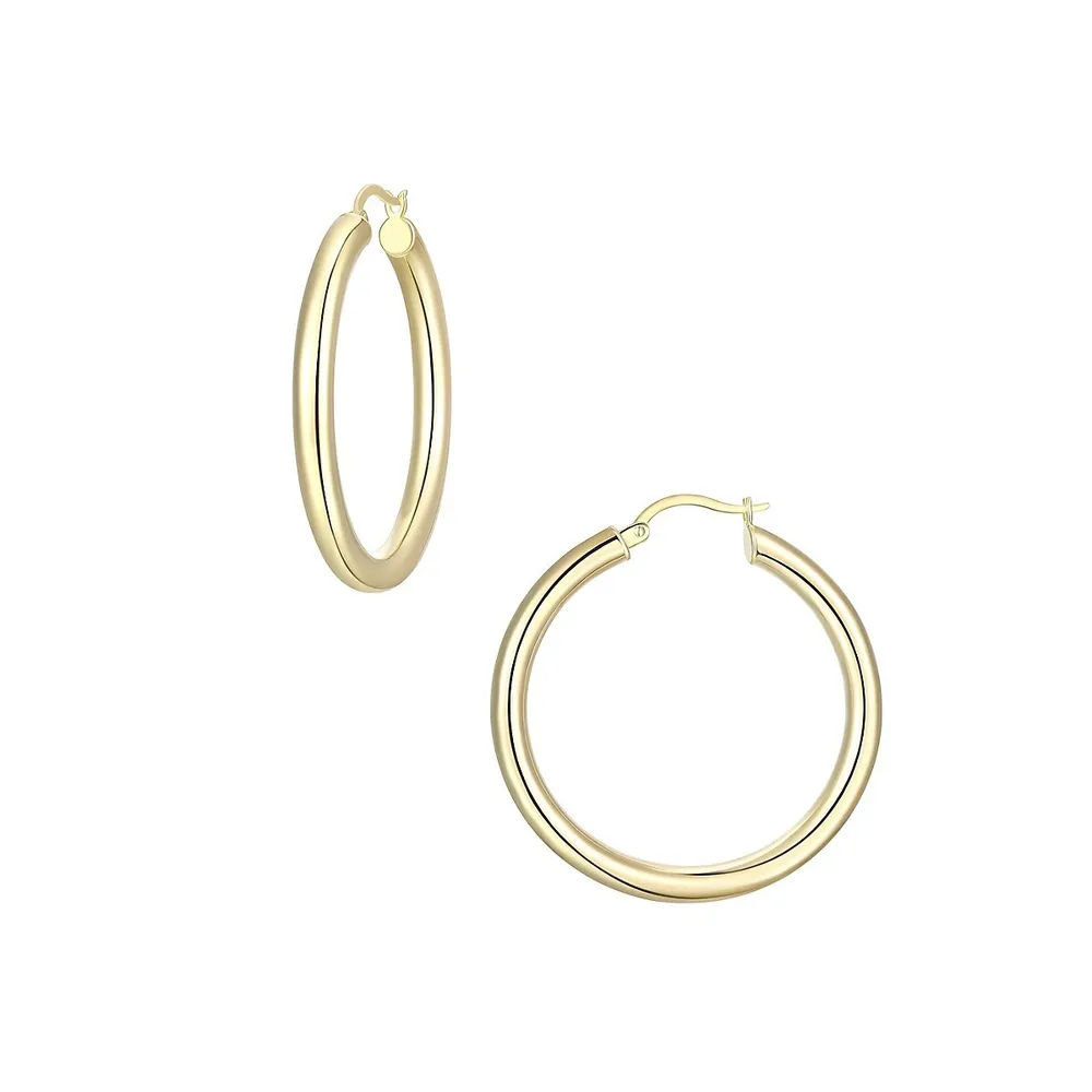 18K Goldplated Sterling Silver 40MM Hoop Earrings