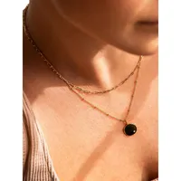 18K Goldplated Sterling Silver Bead-Chain & Disc-Pendant Necklace