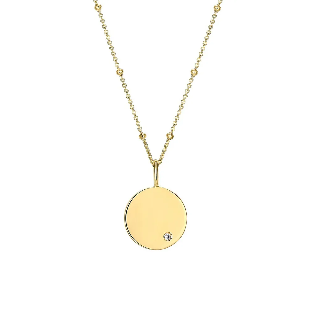 18K Goldplated Sterling Silver Bead-Chain & Disc-Pendant Necklace