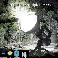Powerful Led Rechargeable Flashlight 8000mah Heavy Duty Spotlight