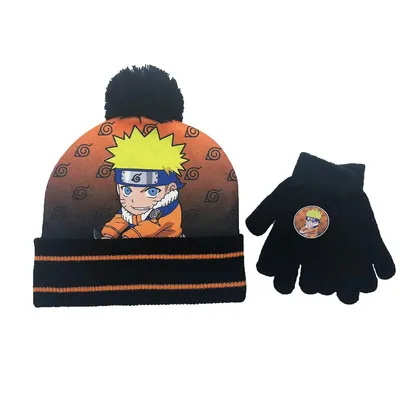 Naruto Hidden Leaf Village Symbols Kids Beanie & Gloves Set