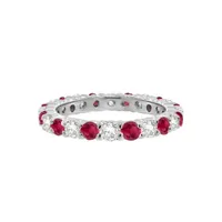 Ruby And Diamond Eternity Ring Band 14k White Gold (1.07ct)