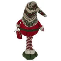 28" Red And Green Fair Isle Standing Gnome Girl Christmas Figure