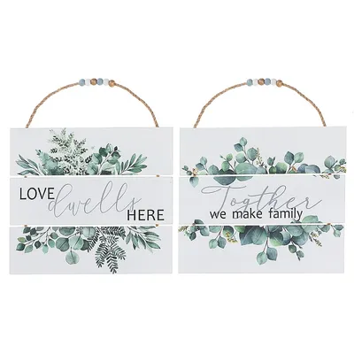 Mdf Wall Sign Love Dwells Here/together Asstd - Set Of 2