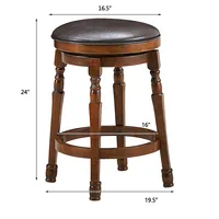 Set Of 4 24'' Swivel Bar Stool Leather Padded Dining Kitchen Pub Chair Backless