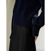 V-neck Relaxed Fit Wool Cashmere Blend Sweater For Women