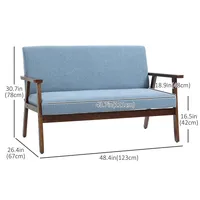 2 Seater Sofa For Living Room Linen Fabric Couch Love Seat