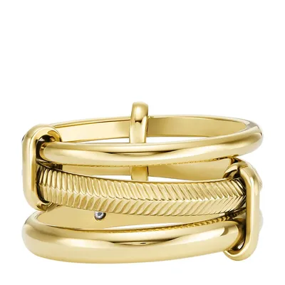 Women's Harlow Linear Texture Gold-tone Stainless Steel Prestack Ring