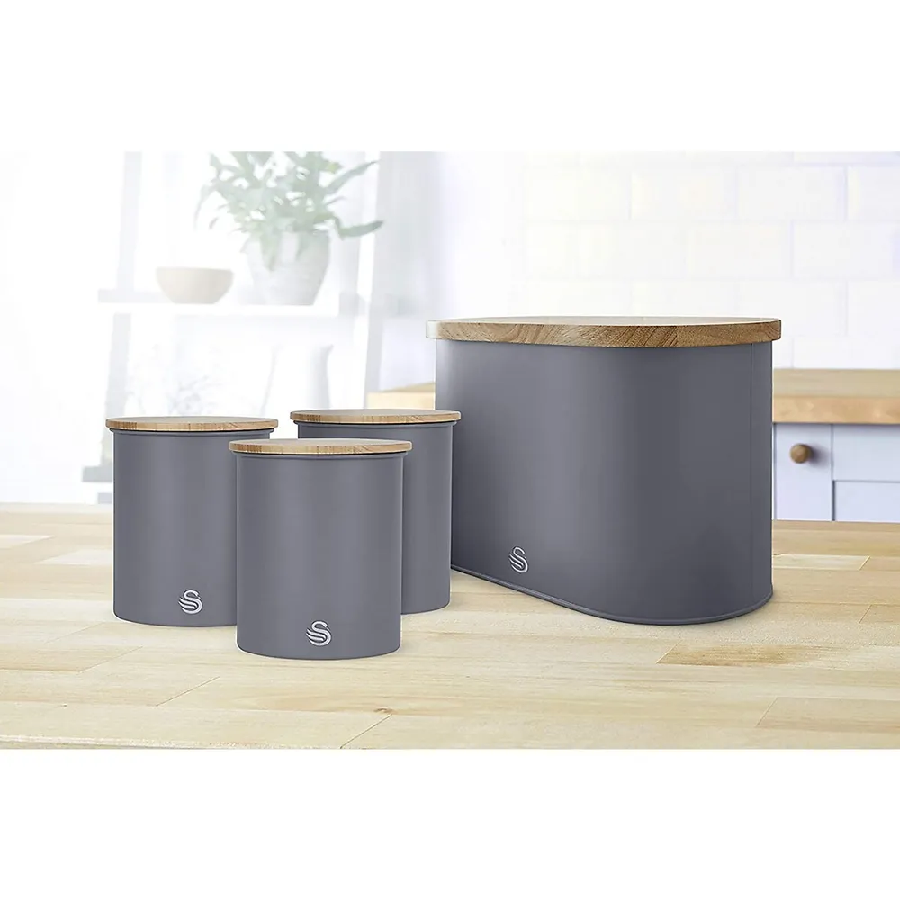 Set Of 3 Nordic Collection Storage Canisters With Bamboo Lid, 1.84l Capacity
