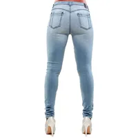 Women's Curvy Fit Light Blue Stretch Denim Destroyed Skinny Jeans