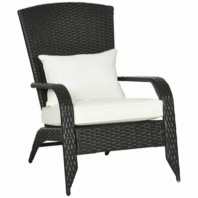 Rattan Adirondack Chair Wicker Fire Pit Chair With Cushion
