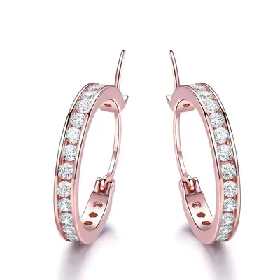 Lab Created Cubic Zirconia Earrings 0.925 Rose Sterling Silver