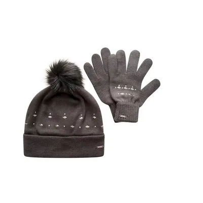 Womens/ladies Crystal Hat And Gloves Set