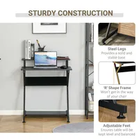 28" Z-shaped Computer Desk With Monitor Shelf