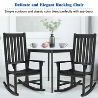Wooden Rocking Chair Porch Rocker High Back Garden Seat For Indoor Outdoor Black