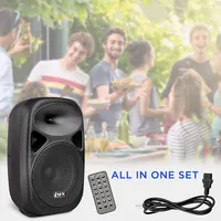 8 Inch Active Pa Rechargeable Battery Speaker System, Equalizer, Bluetooth Connection, Sd Slot Usb Mp3 Aux, Mic, Guitar, 1/4" 1/8" 3.5mm Inputs, Spa-8 Battery