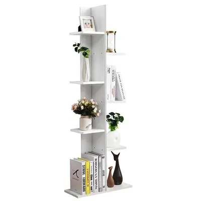 Open Concept Bookcase Plant Display Shelf Rack Storage Holder Wooden White