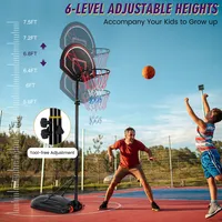 5.6-7.5ft Height Adjustable Basketball Hoop System Stand W/wheels Adults & Youth