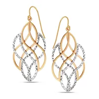 10kt Bonded On Sterling Silver Rose And White Filigree Drop Earring