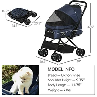 Pet Stroller Foldable Dog Cat Travel Carriage