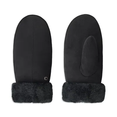 Ladies Faux Suede Mitt With Sherpa Cufff