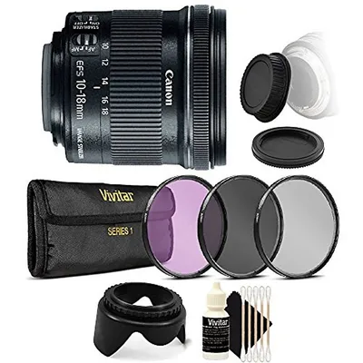 Ef-s 10-18mm F/4.5-5.6 Is Stm Lens + 67mm Filter Kit + Tulip Lens Hood + Rear & Front Cap + 3pc Cleaning Kit