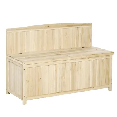 Wooden Garden Bench With Storage Box, Natural