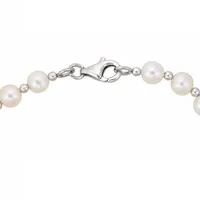 Sterling Silver Fw Pearl With Hematite Crystal Centre Bracelet