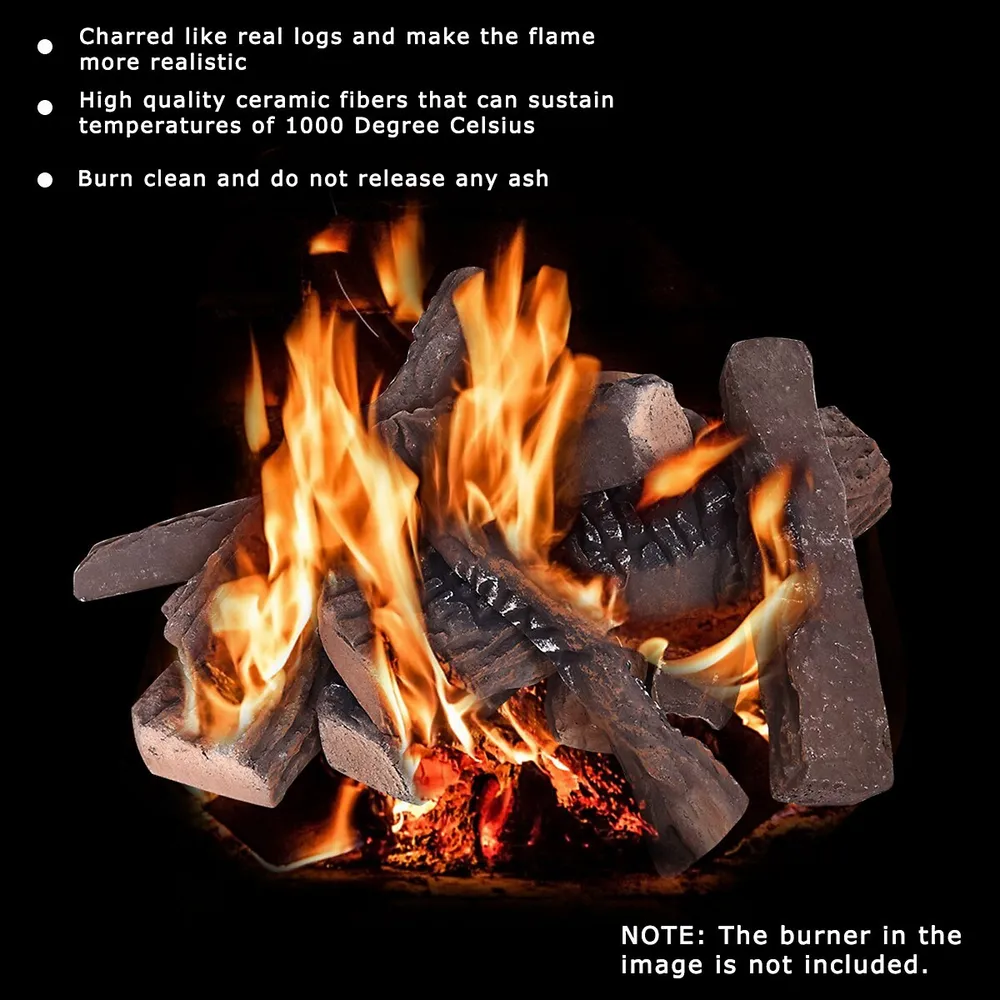 Costway 10pcs Ceramic Wood Logs Gas Fireplace Imitation Wood Propane  Firepit Logs | Upper Canada Mall